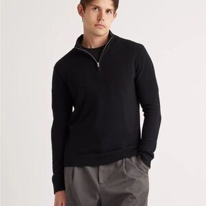 QUINCE MONGOLIAN CASHMERE QUARTER ZIP SWEATER + EXCLUSIVE “MANIFEST” EMBROIDERY